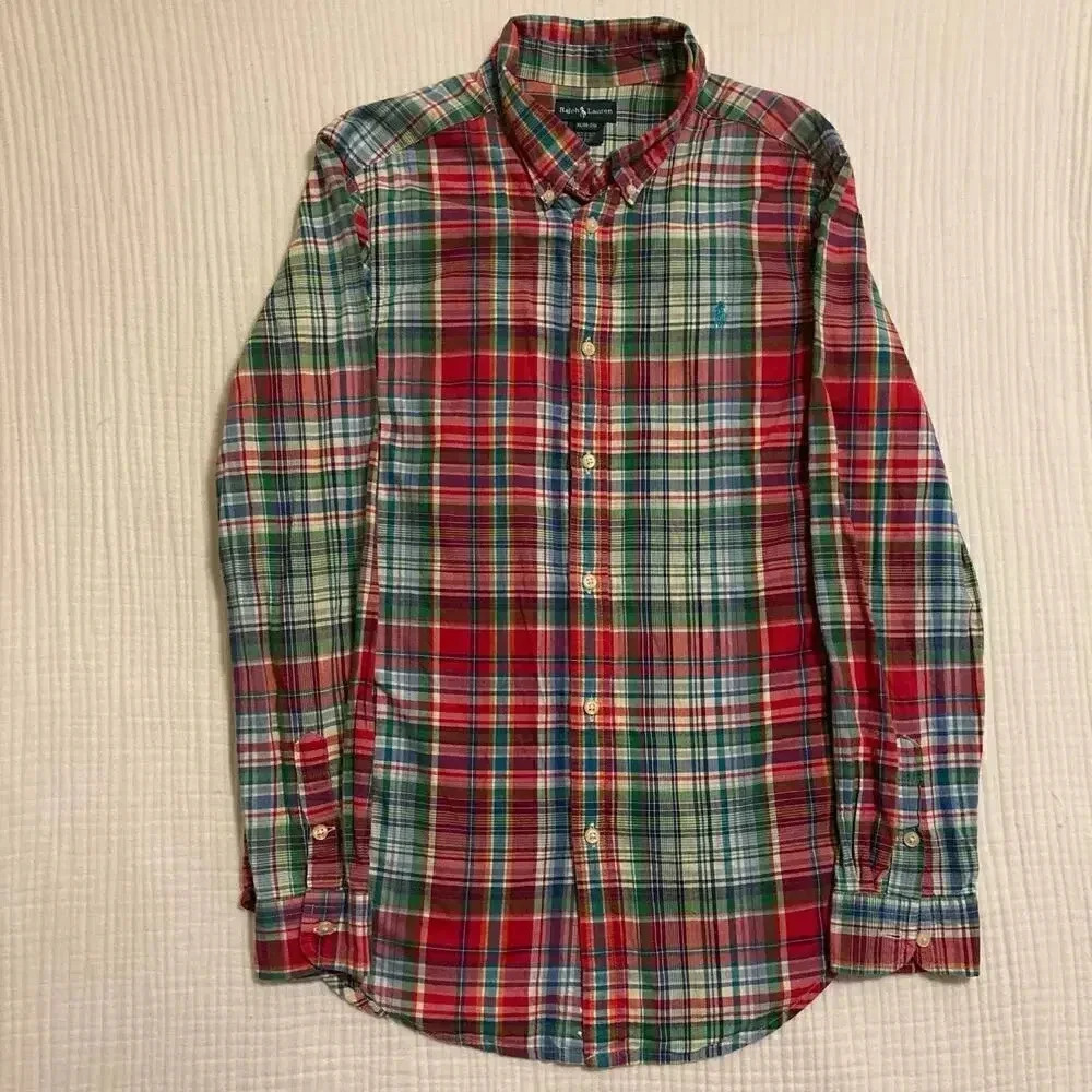 "Ralph Lauren Youth‎ Multicolor Plaid Button Down Shirt Size XL (18-20)"
